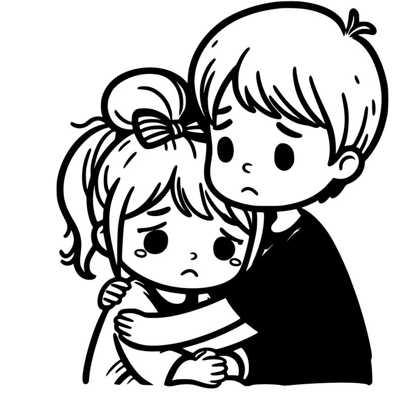 sad girl being hugged by a boy