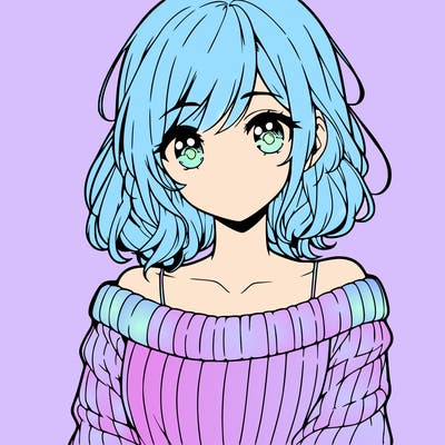 beautiful anime girl wearing a sweater
