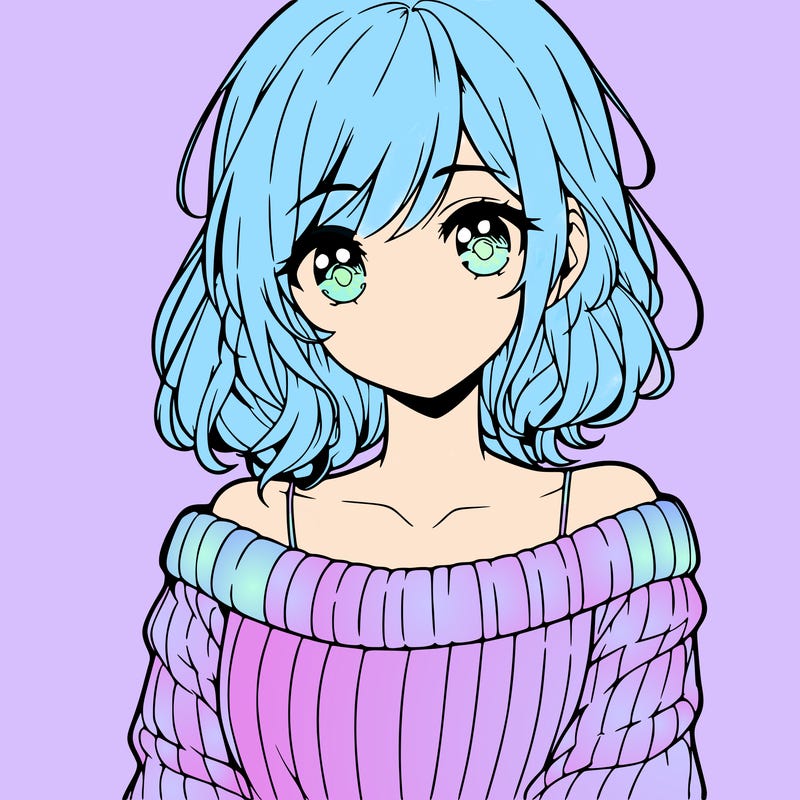 beautiful anime girl wearing a sweater