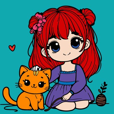 cute girl with a cat