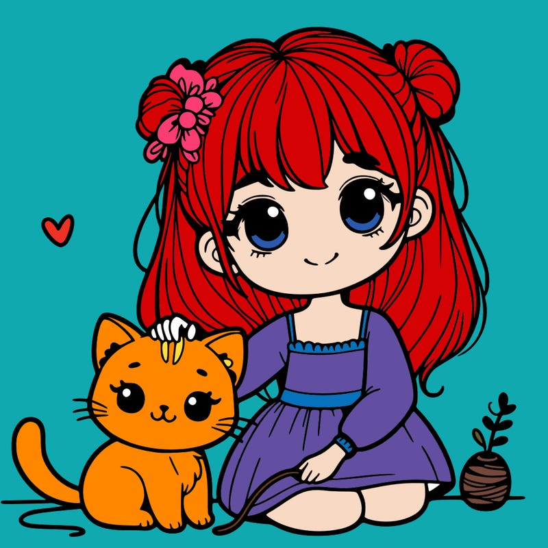 cute girl with a cat