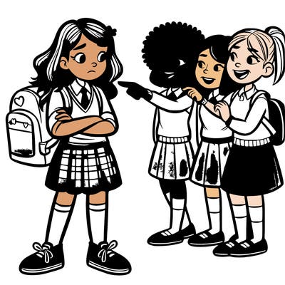 girl being bullied by mean girls at her school