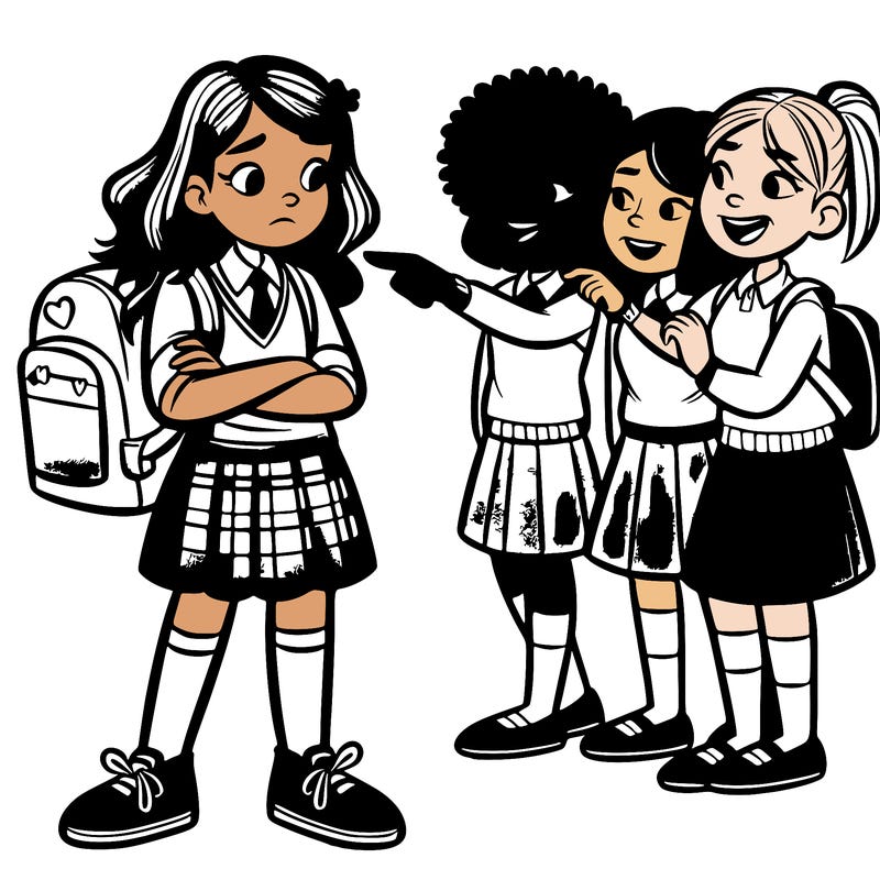 girl being bullied by mean girls at her school