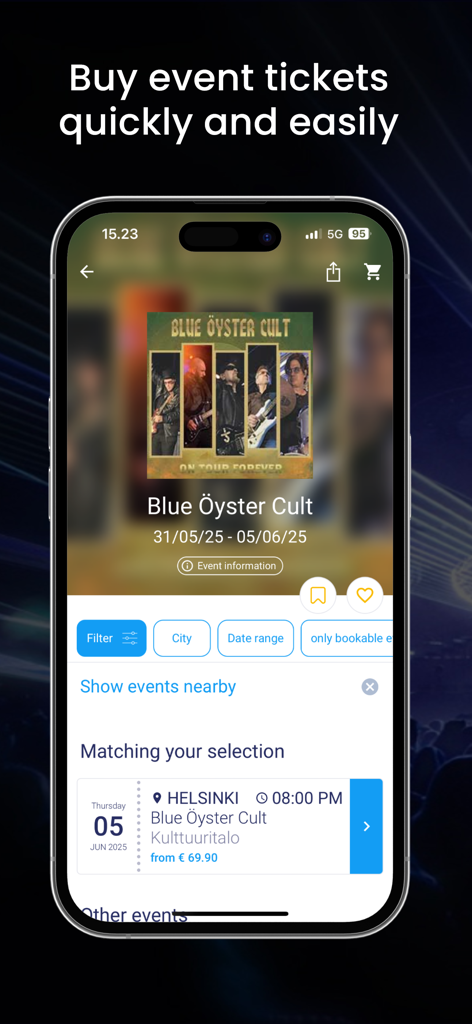 lippu.fi - Lippu.fi mobile app interface for booking event tickets in Finland