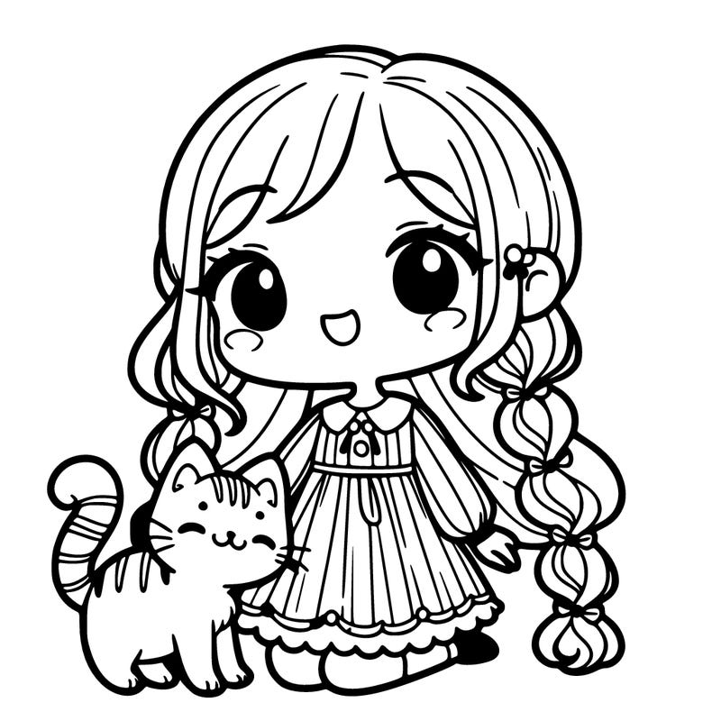cute girl with cat