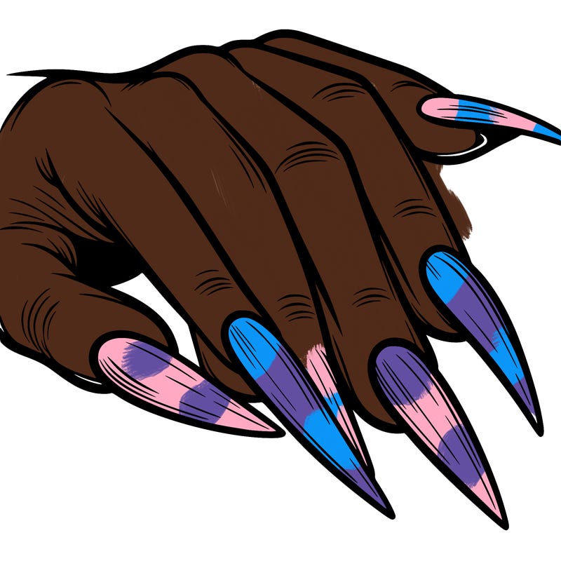 long nails on woman hand