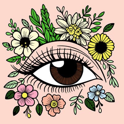eye with flowers