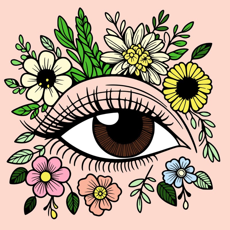 eye with flowers