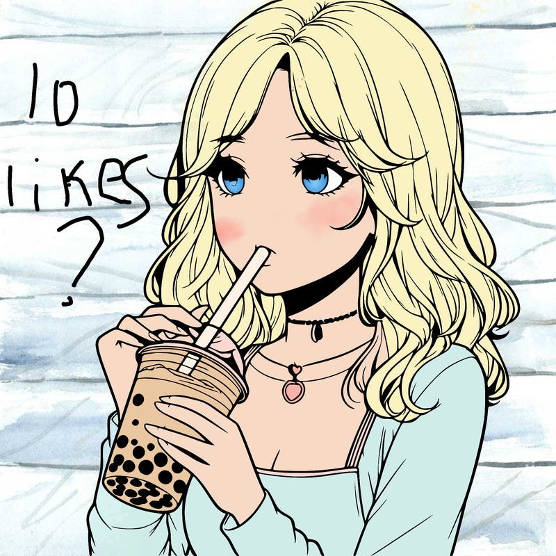 realistic girl drinking boba tea