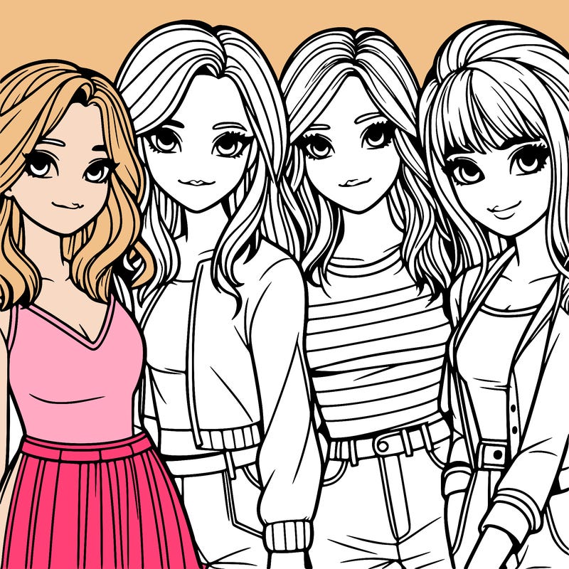 a group of girls realistic