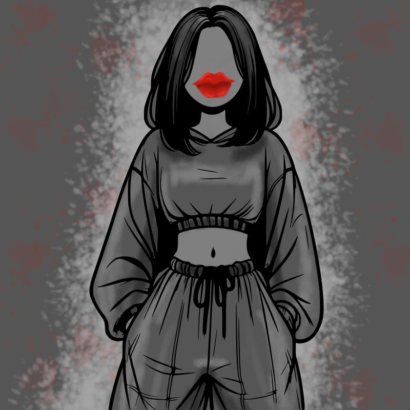 realistic girl faceless with baggy pants and a crop top