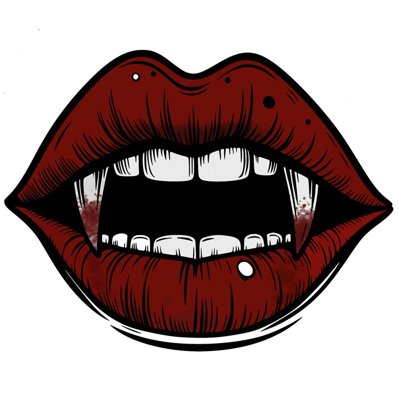lips with vampire teeth