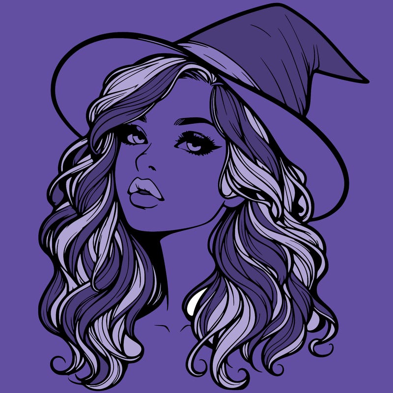realistic witch girl with wavy hair and lips