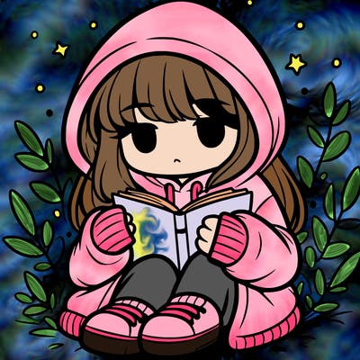 girl in oversized hoodie reading a book
