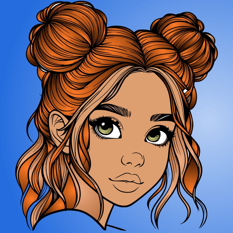 realistic girl with hair buns on her head