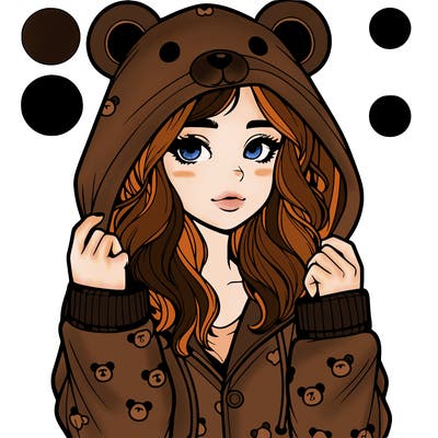 realistic girl in a animal pjs hoodie