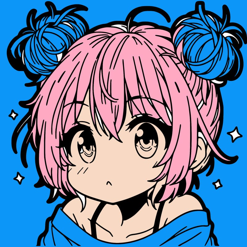 a manga girl with messy small buns