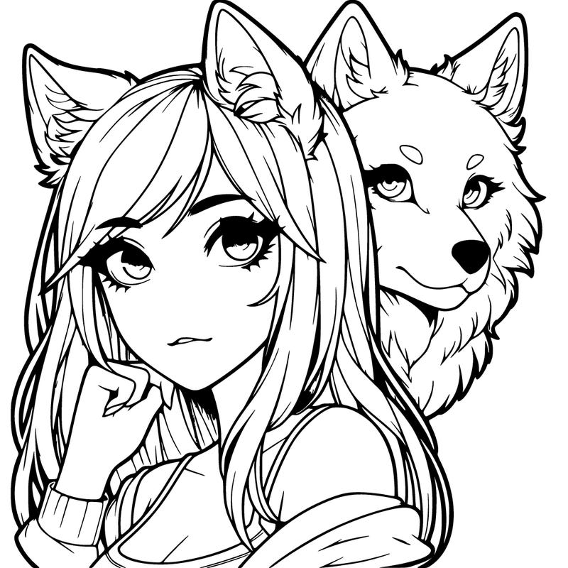 realistic girl with wolf ears