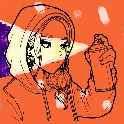 a realistic girl, spray painting