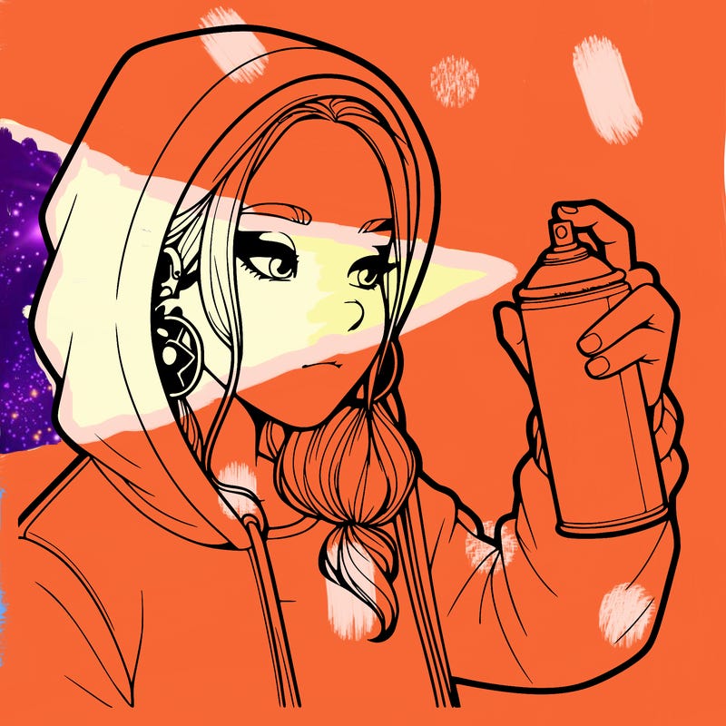 a realistic girl, spray painting
