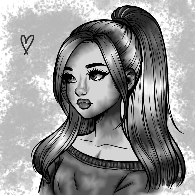 realistic girl with a high ponytail