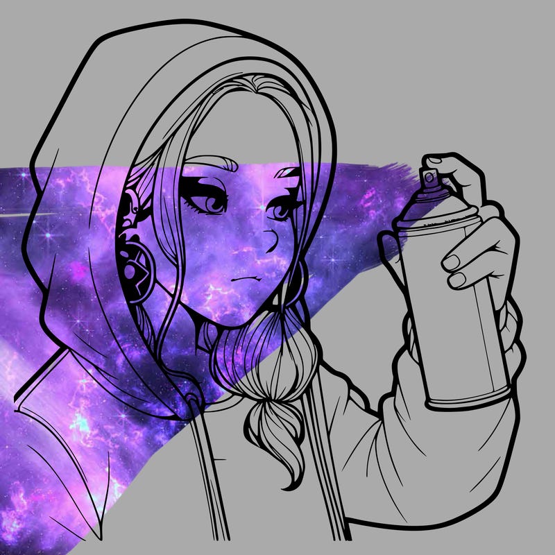 a realistic girl, spray painting