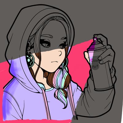 a realistic girl, spray painting