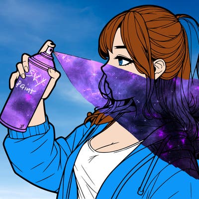 a realistic girl spray, painting
