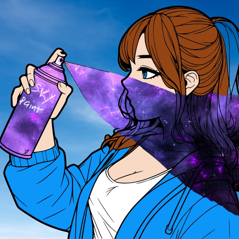a realistic girl spray, painting
