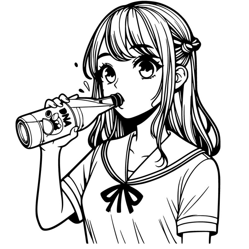 realistic girl drinking bona