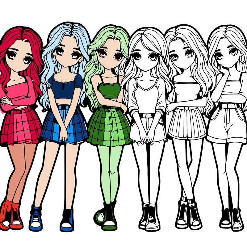 a group of girls realistic