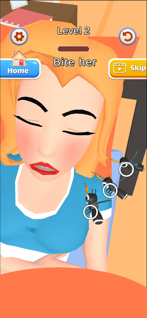 Move It: Pose Challenge - Un livello di simulazione 3D in cui le zanzare sono posizionate per mordere un personaggio.