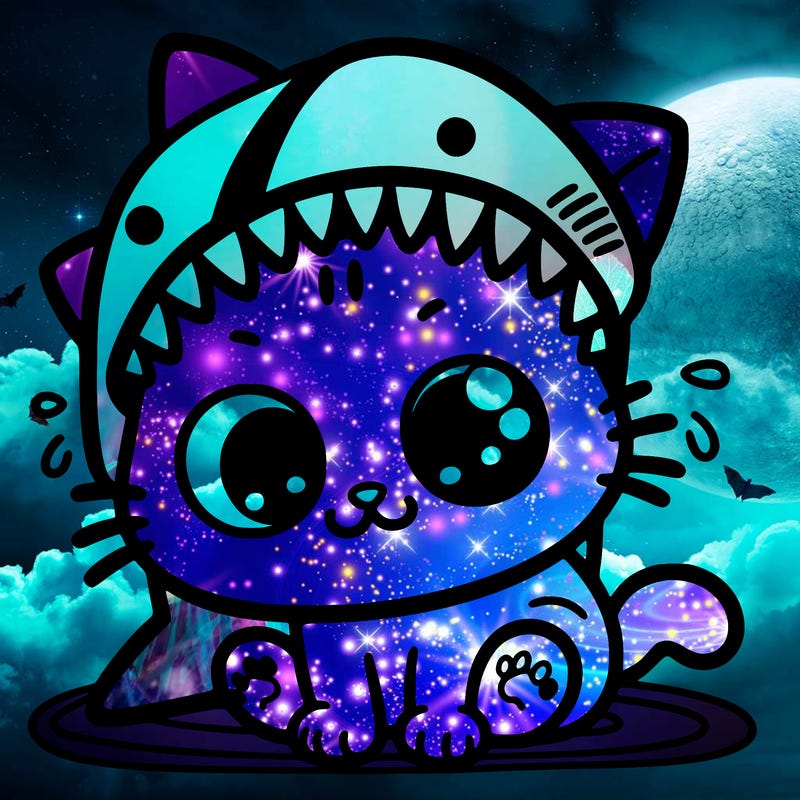 a cat with a shark bite