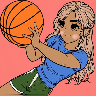realistic girl playing basketball