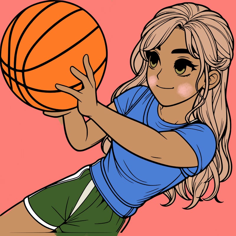 realistic girl playing basketball