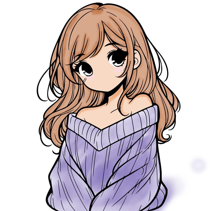 shy pretty girl wearing a sweater that is falling off one shoulder portrait