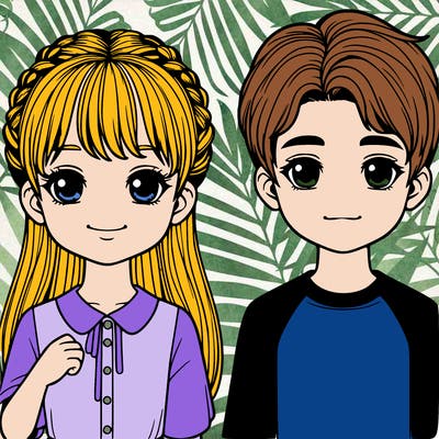 realistic boy and girl