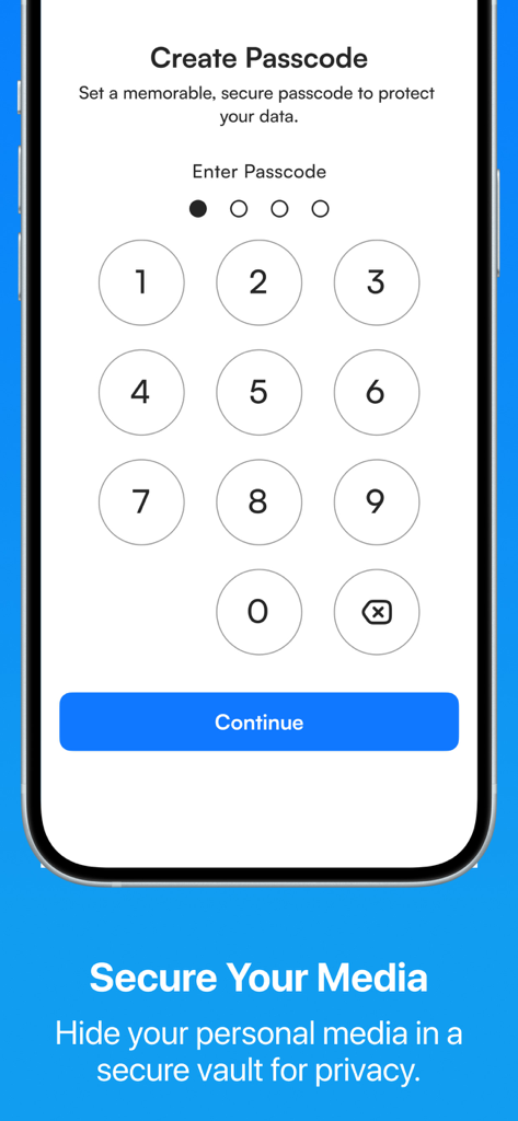 MX Player- All Media Player - Passcode setup screen for the secure media vault in MX Player
