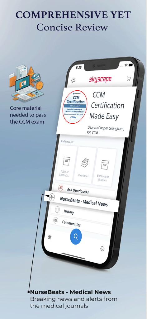 CCM Certification Made Easy - CCM Certification Made Easy mobile app showing study resources and medical news for case managers