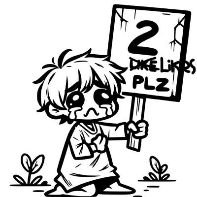 small poor toddler crying with sign that says 2 like plz
