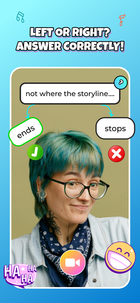 A user playing the Quiz Challenge funny filter by choosing between two options