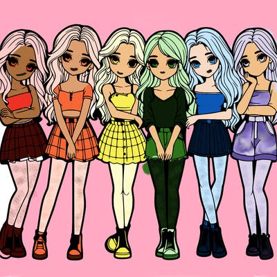 a group of girls realistic