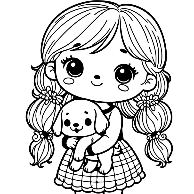 little girl holding a cute little puppy