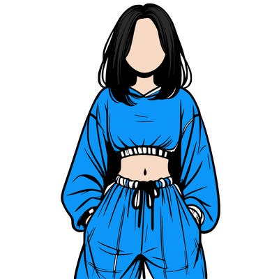 realistic girl faceless with baggy pants and a crop top