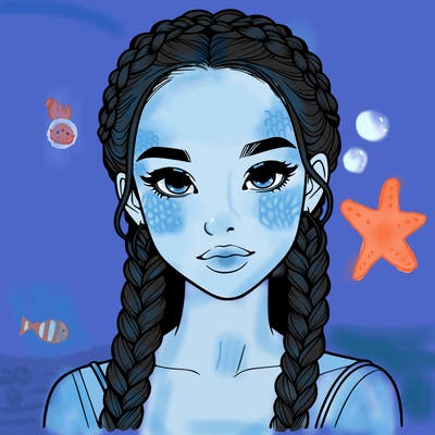 realistic girl with braids