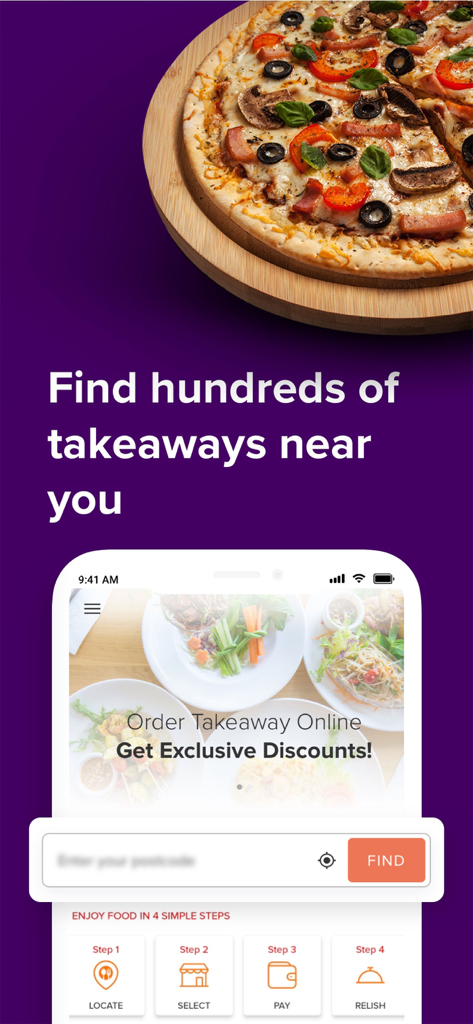 Interfaccia dell'app BigFoodie che mostra le opzioni per trovare e ordinare cibo da asporto online dai ristoranti vicini
