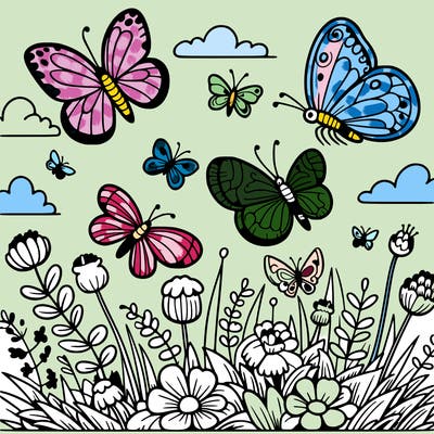 wild butterflies in the meadow