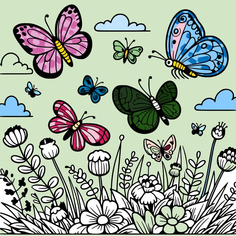 wild butterflies in the meadow