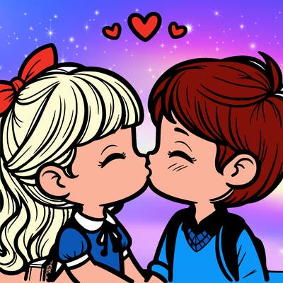 boy and girl kissing