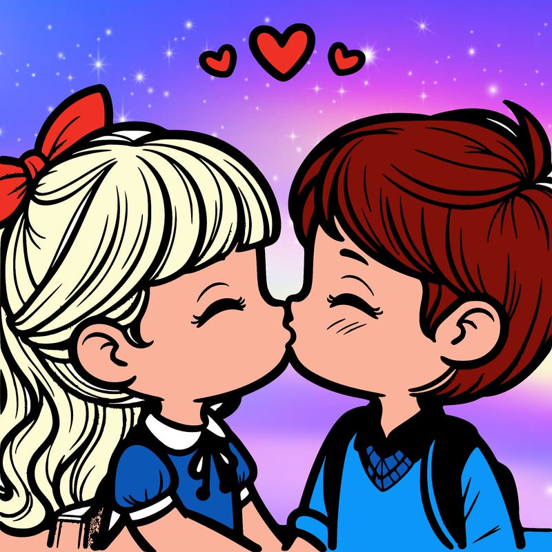 boy and girl kissing